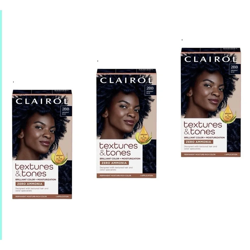 Clairol Textures & Tones Permanent Hair Dye, Pack of 3 2BB Midnight Blue